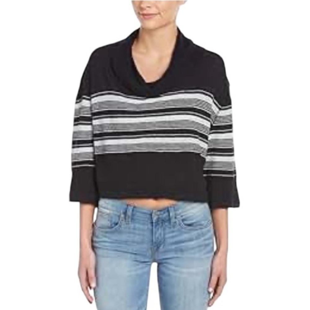 Free People Sea Side Stripe Cowl Linen Crop Tee 💕